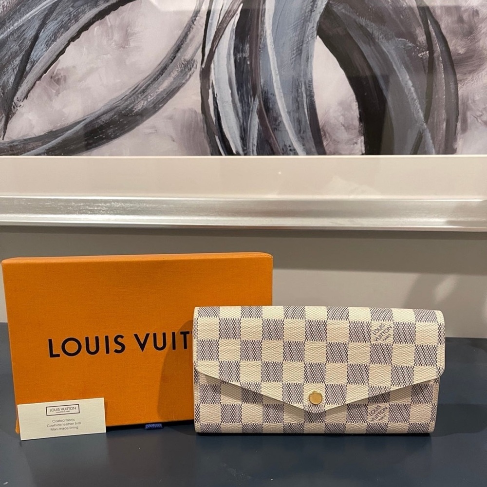 Never full MM, Damier Azur wallet
